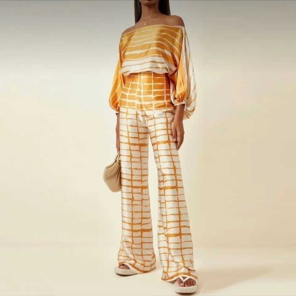 Gold & White Stripe 2 Piece Pants & Top